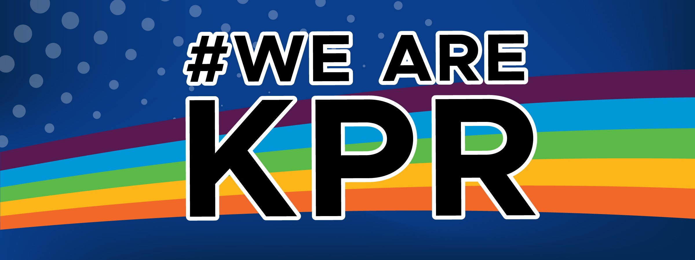KPR swoosh with WeAreKPR in black letters, blue background