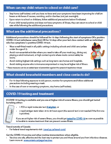 Child and Student Illness Protocol second page
