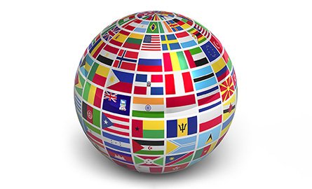 Globe of world flags
