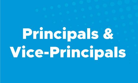 "Principals and Vice-principals" on blue background 