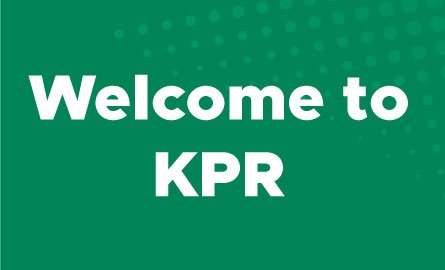 "Welcome to KPR" on green background 