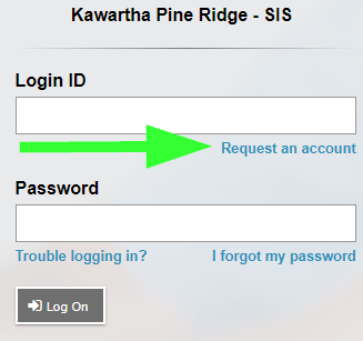 Under the Login ID there is a Request an account link