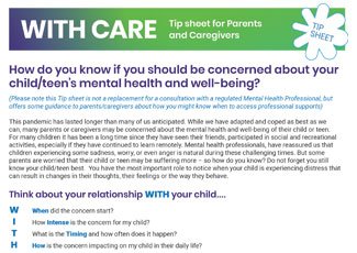 With Care - Tip sheet for Parents and Caregivers