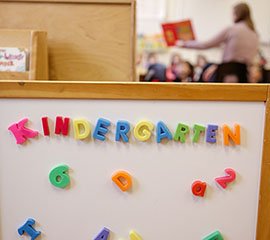 Magnetic board with the word KINDERGARTEN