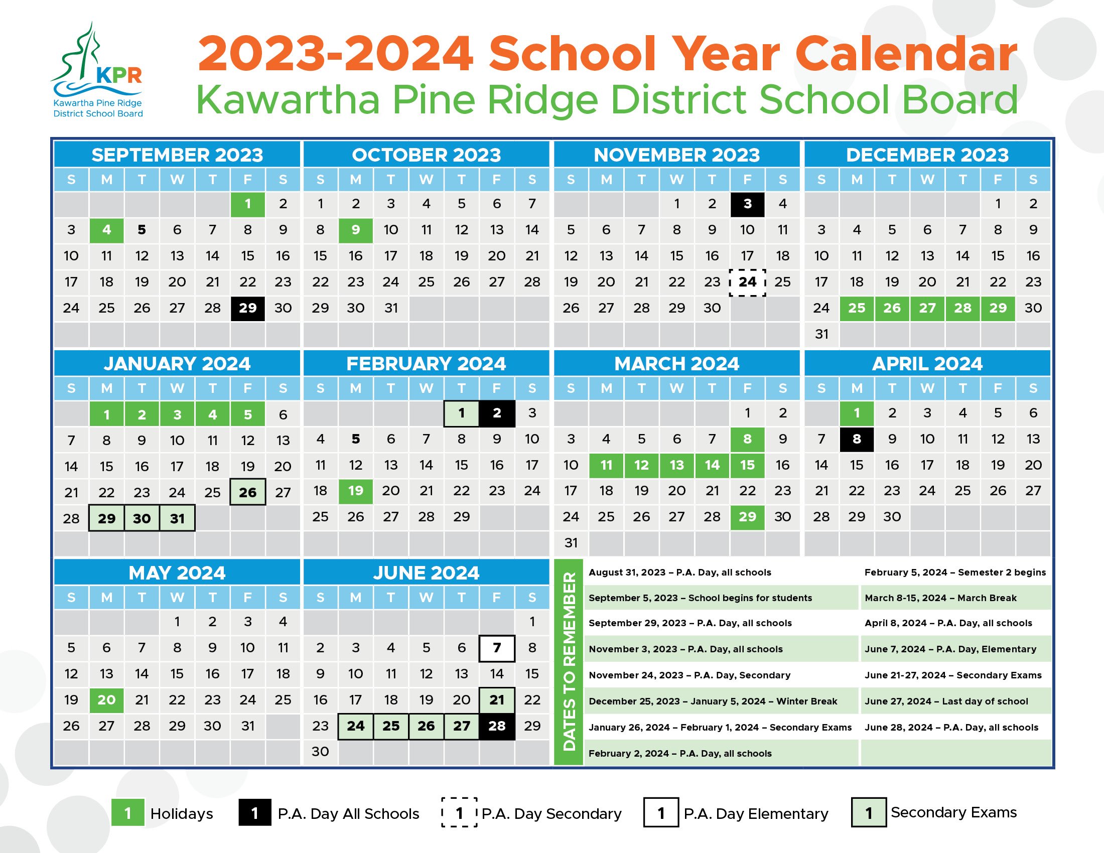 Image of 2023-2024 School Calendar