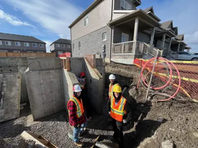 students at a construction site
