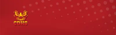 plain red banner with dots and the Campbellford District High School logo
