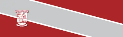 red and gray striped banner with Chemong Public School logo
