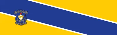 yellow and blue striped banner with Kenner Collegiate logo