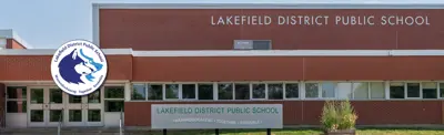 exterior picture of Lakefield District Public School and their logo