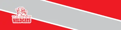 red and gray striped banner with Warsaw Public School logo