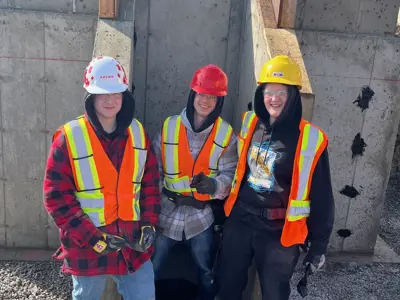 students at a construction site