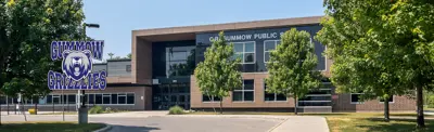 exterior picture of C.R. Gummer Public School and their logo