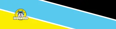 yellow blue and black striped banner with Hampton Junior Public School logo