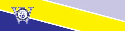 blue yellow and gray striped banner with Westmount Public School logo