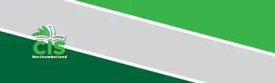 CIS Northumberland logo on colour block background