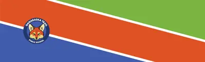 blue orange and green striped banner and Ganaraska Trail Public School Logo