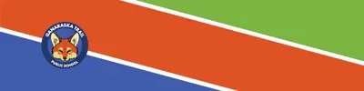 blue orange and green striped banner and Ganaraska Trail Public School Logo