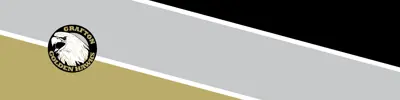 gold, gray and black striped banner and Grafton Public School logo