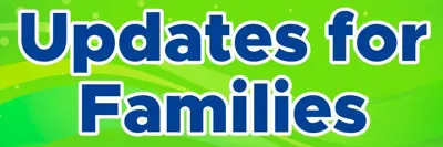 green background with blue update for families in front