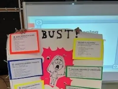 Student holding up a poster board