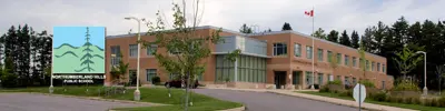 exterior picture of Northumberland Hills Public School and their logo