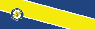 blue and yellow striped banner with Apsley Central Public School logo