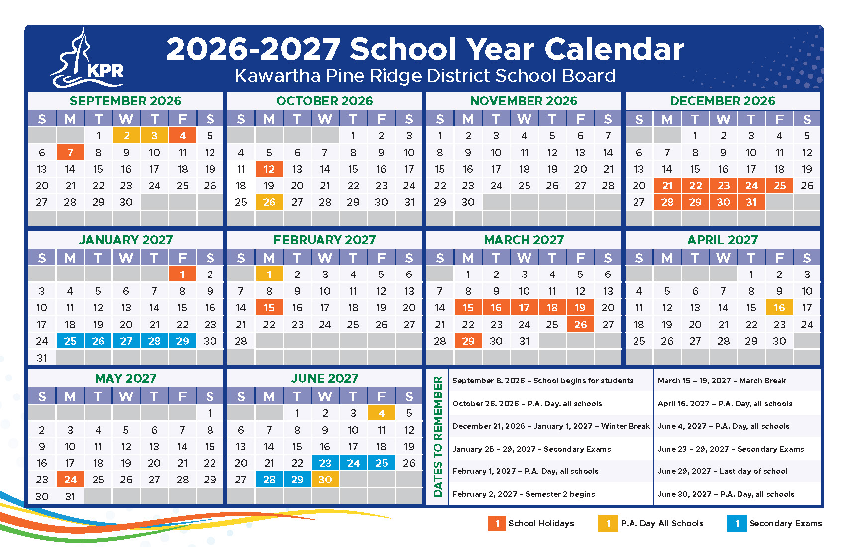 2026-2027 School Year Calendar