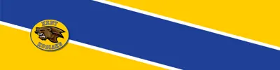 yellow and blue striped banner with Kent Pubic School logo