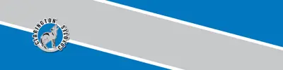 Blue and gray stripes with the Clarington Central Secondary School logo