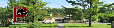 exterior picture of Percy Centennial Public School and their logo