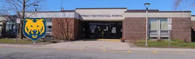 exterior picture of Murray Centennial Public School and their logo