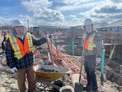 students at a construction site
