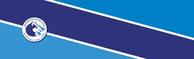 light blue and dark blue striped banner with Lakefield District Public School logo