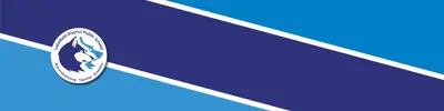 light blue and dark blue striped banner with Lakefield District Public School logo