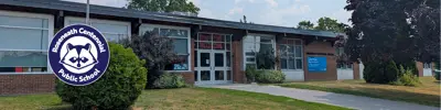 exterior picture of Roseneath Public School and their logo