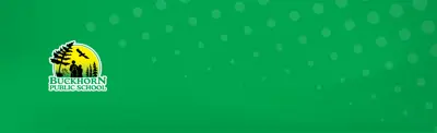 plain green banner with dots and Buckhorn Public School logo